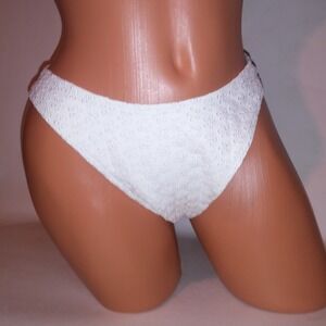 Victoria Secret PINK Swim Bikini Bottom Medium White Thong Eyelet Floral New